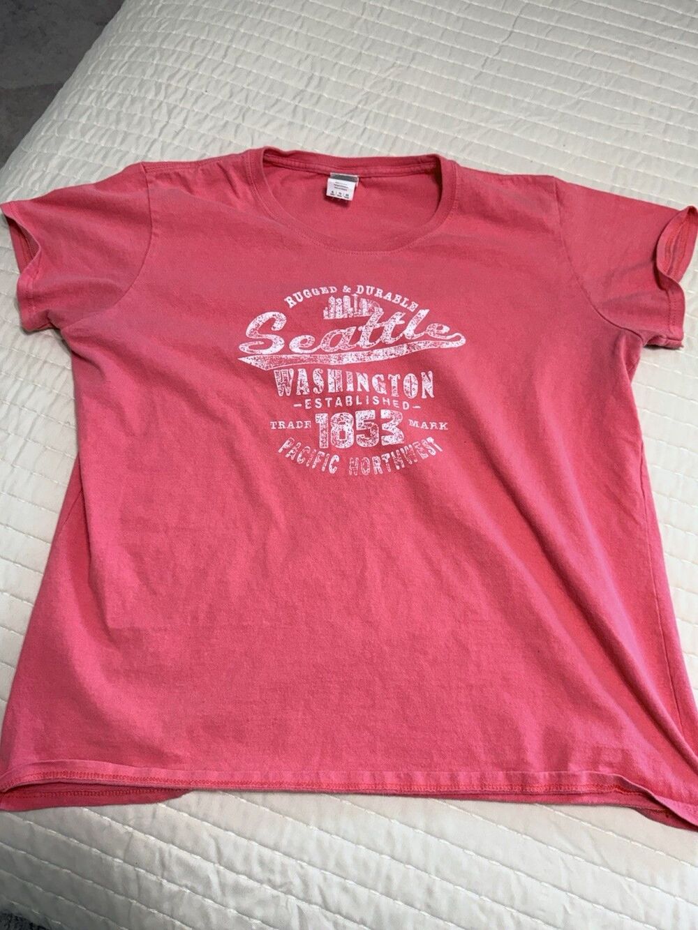 Seattle Washington Ladies T Shirt | X Large | Coral